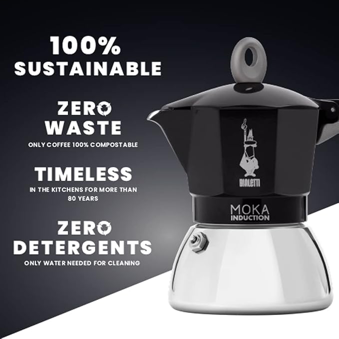 Bialetti - Moka Induction, Moka Pot, Suitable for all Types of Hobs, 2 Cups Espresso (2.8 Oz), 90 milliliters,Black - Image 6