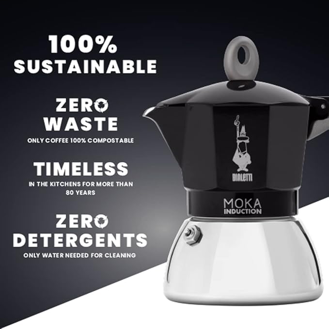 Bialetti - Moka Induction, Moka Pot, Suitable for all Types of Hobs, 6 Cups Espresso (9.4 Oz Espresso), 280 ml, Black - Image 7