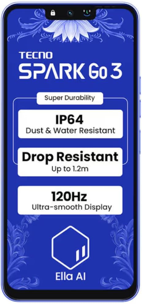 Tecno Spark 3 GO Ai 4G LTE (128GB + 4GB) (Compatible with Tmobile Mint Tello Boost Mobile and Worldwide) Dual SIM 6.74" 13MP Camera Model KN3 (Galaxy Blue) - Image 2