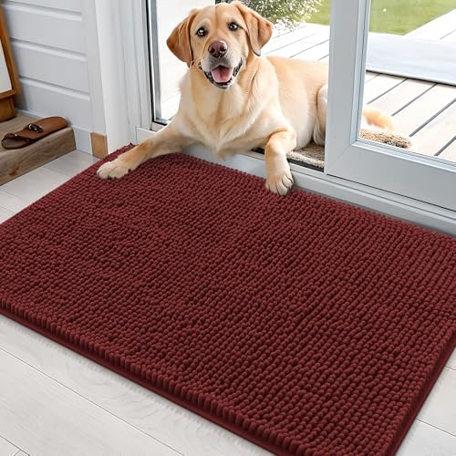 OLANLY Dog Door Mat for Muddy Paws 36x24, Super Absorbent Chenille Mud Mat by OLANLY