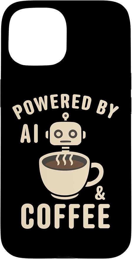 Powered by AI and Coffee Robot Case for iPhone 15 by Unknown
