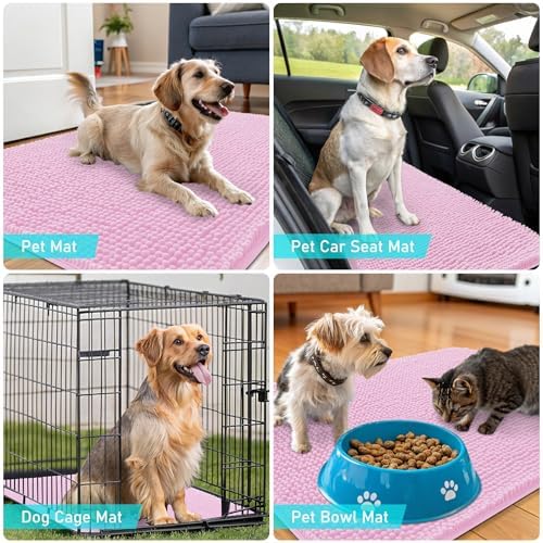 OLANLY Dog Door Mat for Muddy Paws 32x20, Super Absorbent Chenille Mud Mat - Image 7