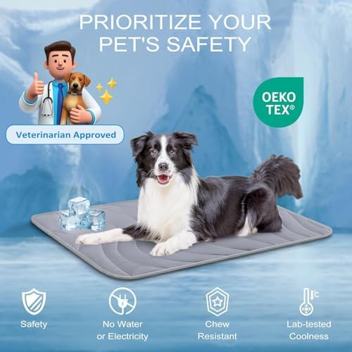 Cozyide Dog Cooling Mat, Q-Max>0.45, 28" L x 22" W, Dark Grey - Image 4