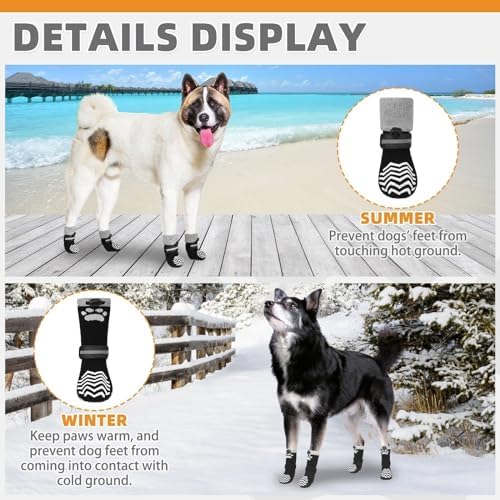 KOOLTAIL Non-Slip Dog Socks for Hot Pavement to Prevent Licking Paws,Dog Grippy Boots&Paw Protector with Reflective Straps, Non Twist Dog Shoes for Hardwood Floors for X -small Senior Dogs - Image 5