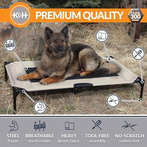 K&H Outdoor Elevated Dog Bed for Large & X-Large Pets, Taupe, XL 50x32in - Image 2