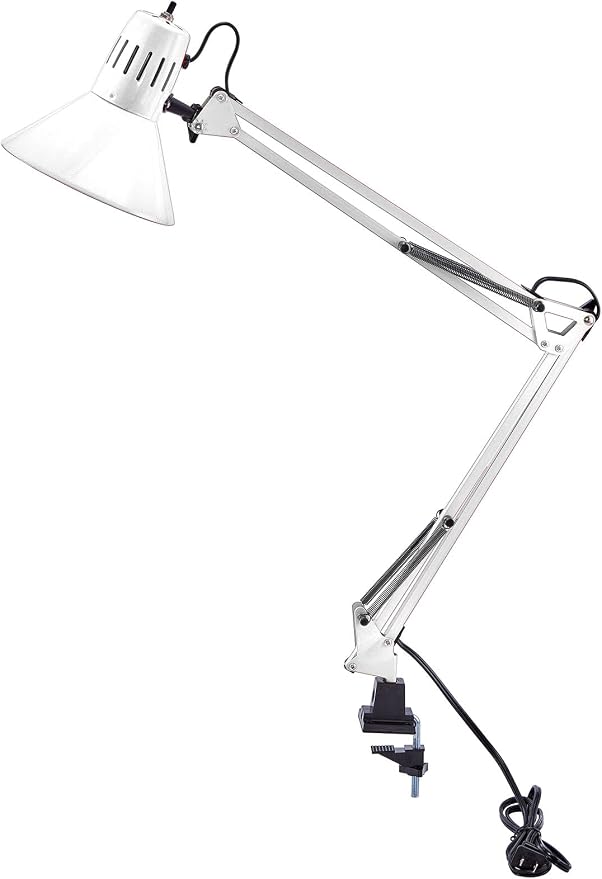 Bostitch Office VLF100-WHT Swing Arm Desk Lamp with Clamp Mount, 36" Reach with Multi-Joint Adjustment, Includes Replaceable LED Bulb (VLF), White by BostitchOfficeProducts