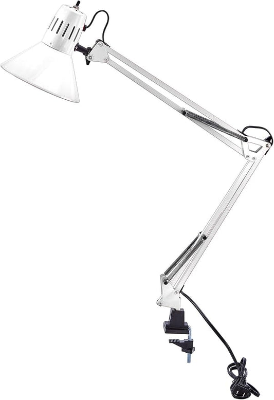 Bostitch Office VLF100-WHT Swing Arm Desk Lamp with Clamp Mount, 36" Reach with Multi-Joint Adjustment, Includes Replaceable LED Bulb (VLF), White by BostitchOfficeProducts