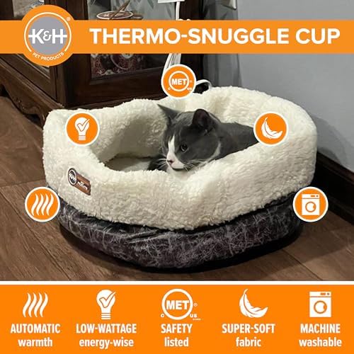 K&H Heated Cat Bed, Thermo-Snuggle Cup Bomber Indoor, Safety Listed, 18x14 - Image 3