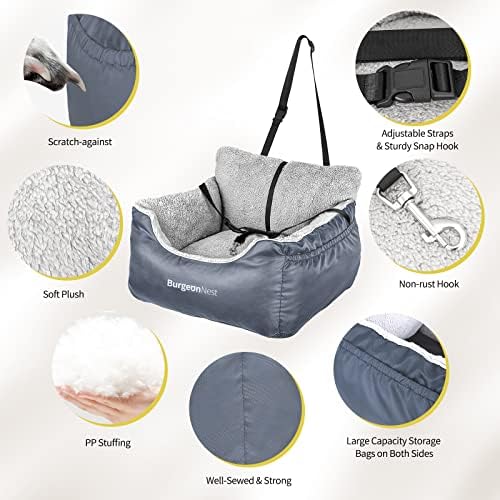 BurgeonNest Dog Car Seat for Small Dogs & Cats Under 25 lbs, Grey - Image 5