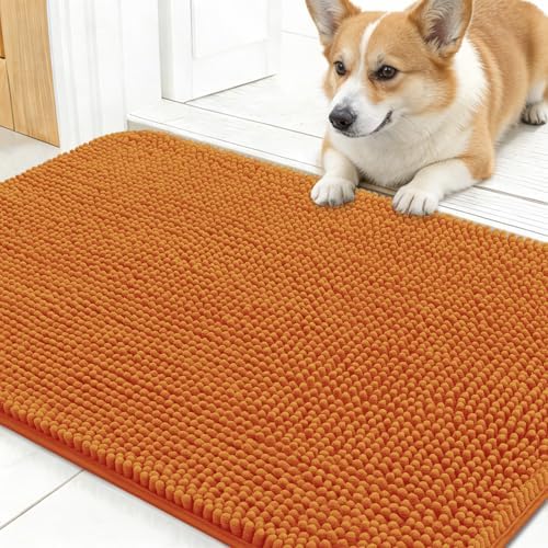 OLANLY Dog Door Mat for Muddy Paws 30x17, Super Absorbent Chenille Mud Mat by OLANLY