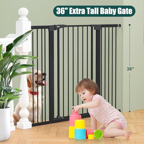 keny 36" Extra Tall Baby Gate for Stairs, Auto Close Dog Gate for Doorways - Image 2