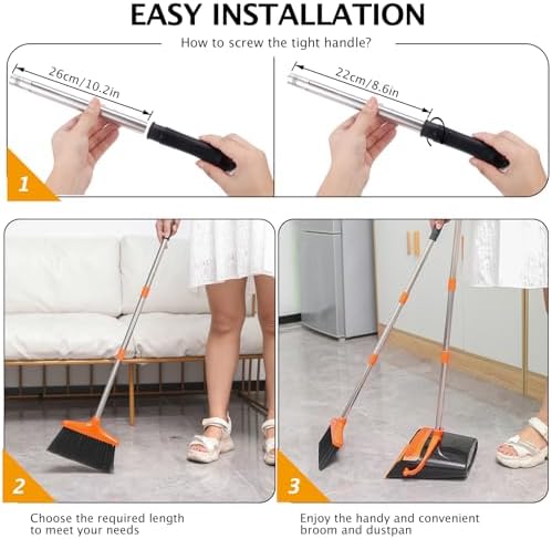 Broom and Dustpan Set,54.72" Long Handle,Standing Dustpan,1-Pack - Image 6