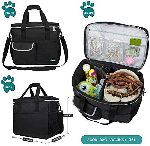 PetAmi Dog Travel Bag Organizer, Pet Supplies Tote Diaper Bag, Black Large - Image 2