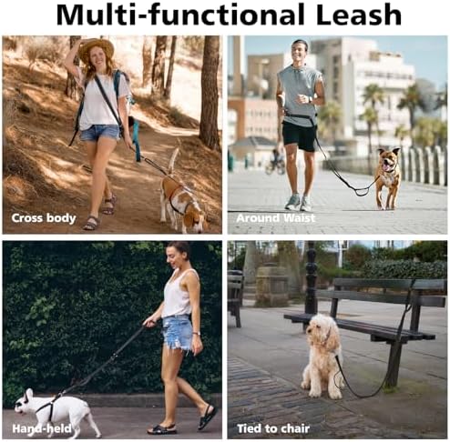 8.5ft Hands Free Dog Leash Adjustable for Medium Dogs, Black - Image 3