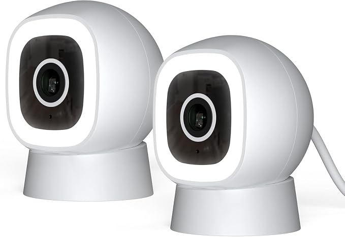 Luna 2K AI Wired Cameras for Home Security, Outdoor/Indoor, 2.4GHZ Wi-Fi, Smart Alerts, Color Night Vision, Spotlight/Siren, Magnetic Mount, Cloud & CVR Storage, 2-Way Audio (2-Pack, White) by LUNAHOME