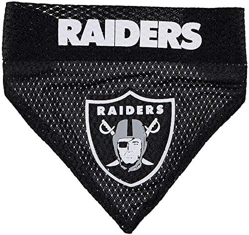 Pets First NFL DOG BANDANA - LA RAIDERS REVERSIBLE PET BANDANA. 2 Sided Sports Bandana with a PREMIUM Embroidery TEAM LOGO, Small/Medium. - 2 Sizes & 32 NFL Teams available, Los Angeles Raiders - Image 2
