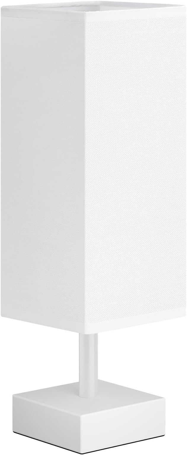aooshine White Small Bedside Lamp for Bedroom - Square White Fabric Shade | Inline Rocker Switch, Corded Electric, Bulb Not Included, 12.8" Mini Table Lamp for Nightstand, Desk, Dorm, Office - Image 7