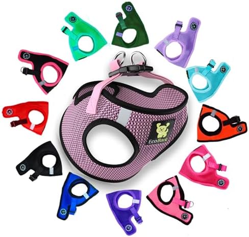 EcoBark Step in Dog Harness - Eco-Friendly Teacup Dog Harnesses for XXS, XS, and Small Dogs - Reflective and Adjustable Mini Body Halter Vest -Tiny Soft Mesh Toy Breed Harness (Lilac Pink, XXS) by EcoBark