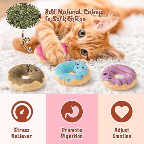 L1rabe Donut Catnip Toys for Cats, Kitten Birthday Gifts for Kitty Lovers - Image 3