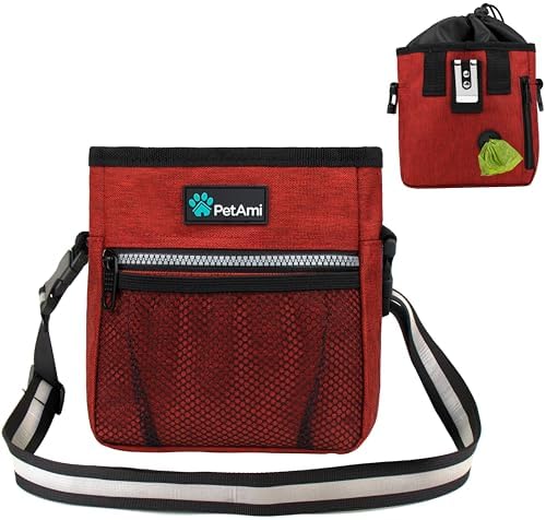 PetAmi Hands Free Dog Treat Pouch for Training and Walking, Red by PetAmi