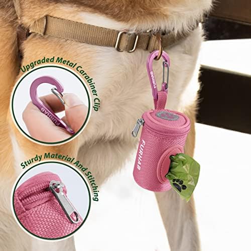FURHAB Dog Poop Bag Holder for Leash with Carabiner Clip Soft Fabric - Image 2