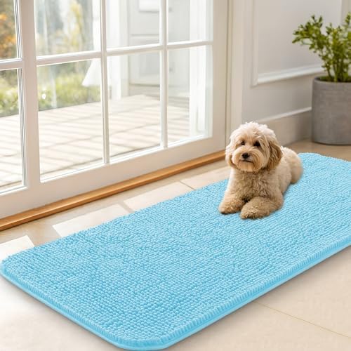 OLANLY Dog Door Mat for Muddy Paws 47x20, Super Absorbent Chenille Mud Mat by OLANLY