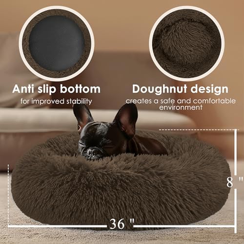Extra Large Dog Beds, 36in Human Dog Anxiety Relief Comfort Bed (Coffee) - Image 3