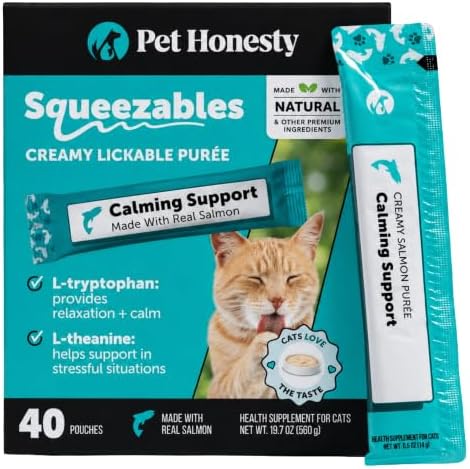 Pet Honesty Vet Backed Cat Calming Supplement Puree, Salmon, 40 Ct by PetHonesty