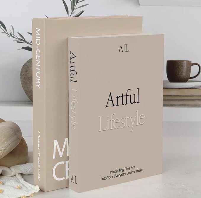 Decorative Books for Home Decor,2 Pcs Modern Minimalist Faux Book for Home Decoration,Coffee Table Decor,Living Room Aesthetic Accent (E4) - Image 3