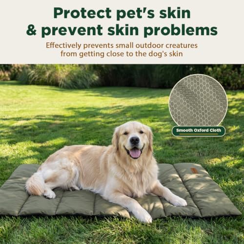 Gimars Upgraded Thickened Travel Dog Bed with Waterproof Film, Easy to Roll Up with Buckle, Large Outdoor Pet Bed for Medium & Large Dog, Portable, Washable Bed Mat for Camping,Traveling - Image 3