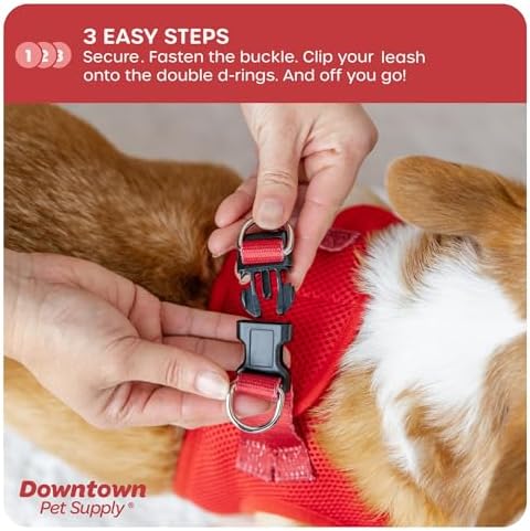 Downtown Pet Supply Step-in Dog Harness – No Pull, Adjustable Padded Mesh with Reflective Trim, Secure Buckle Strap – Comfortable & Breathable Small Dog Harness, XX-Large, Red - Image 5