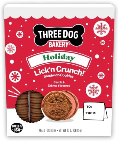 Three Dog Bakery Holiday Lick'n Crunch! Sandwich - Red Creme Filling, Perfect for Birthdays & Christmas by ThreeDogBakery