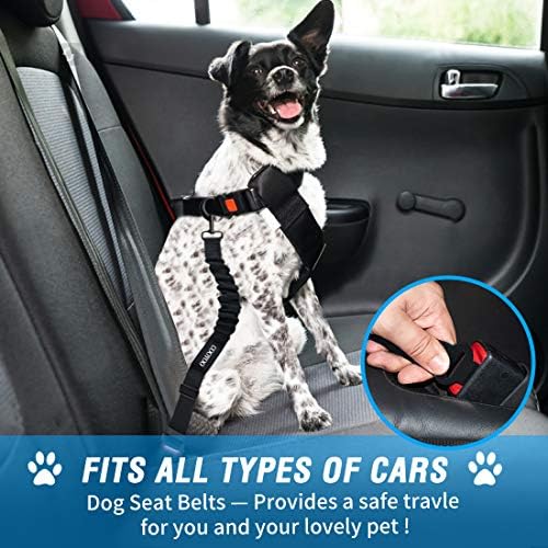 COOYOO Dog Seat Belt,3 Piece Set Retractable Dog Car Harness Adjustable for Vehicle Nylon Pet Safety Heavy Duty & Elastic - Image 2