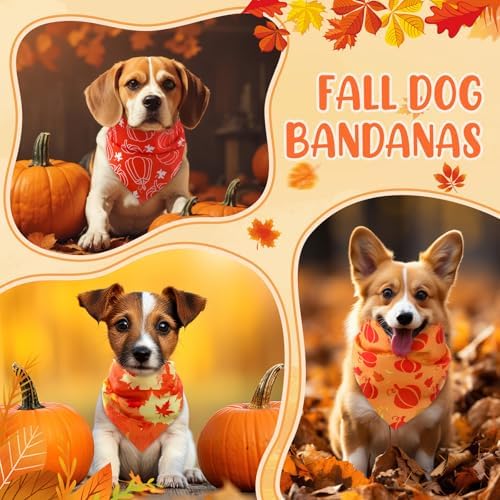 Weewooday 50 Pcs Fall Thanksgiving Dog Bandanas Bulk, Medium Pets Charm - Image 6