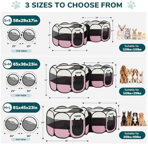 2-in-1 Dog Playpen, Cat Pet Puppy Playpen, Medium+Small, Pink - Image 2