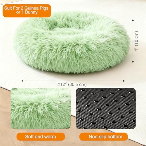 Bunny Rabbit Hideout Bed Small Animal Bedding Donut-Shaped Burrowing Pet Bed Soft and Warm Hideaway with Spandex and Fleece Bottoms Cozy Carrier, Cage Accessories - Image 2