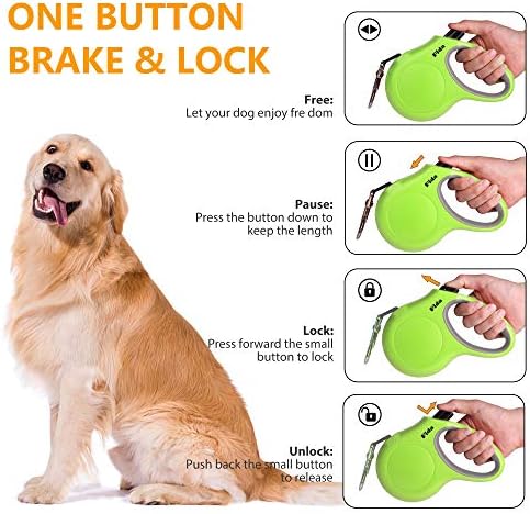 Fida Retractable Dog Leash with Dispenser and Poop Bags, 10 ft, Green - Image 4