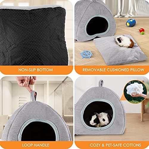 Guinea Pig Hideout - Guinea Pig Bed, Bunny Hideout, Rabbit Bed, Ideal Bed for Small Pets, Tent Shape, Grey - Image 3