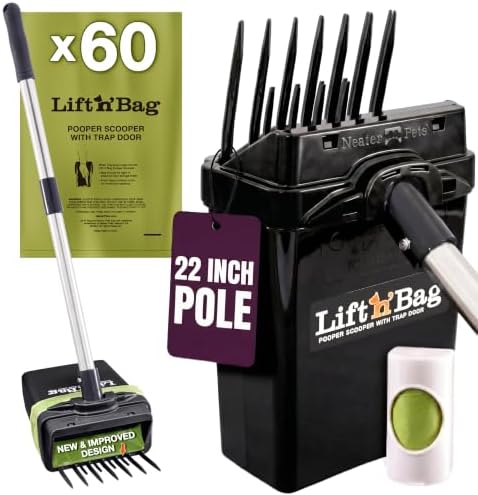 Neater Pet Brands Lift N' Bag Dog Pooper Scooper with 22" Pole, 60 Bags by NeaterPetBrands