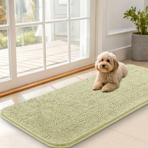 OLANLY Dog Door Mat for Muddy Paws 47x20, Super Absorbent Chenille Mud Mat by OLANLY