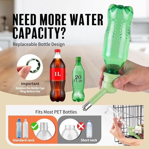 Choco Nose No-Drip Water Bottle for Small Dogs & Cats (10–25 lb) - Leak-Proof Patented 16mm Nozzle Helps Prevent Mess & Spills, BPA Free, Easy to Install Cage & Crate Mount Feeder, 10.2 fl oz (C590) - Image 6