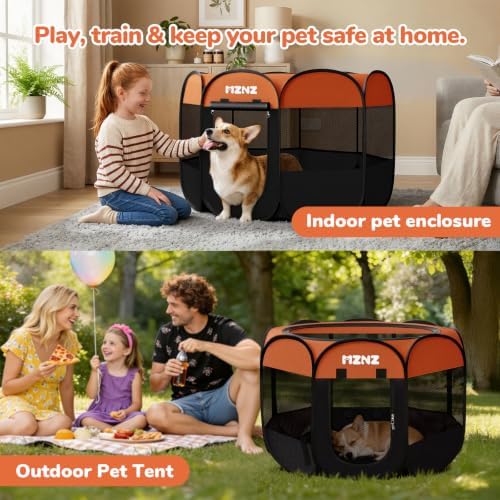 Dog Cat Small Animal Puppy Playpen Crate, Medium, Orange - Image 5