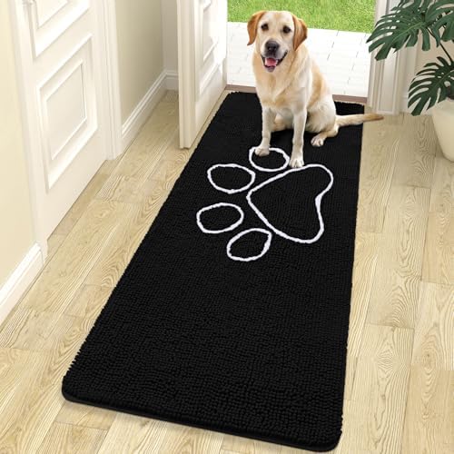 OLANLY Dog Door Mat for Muddy Paws 70x24, Paw Print Design Chenille Mud Mat by OLANLY
