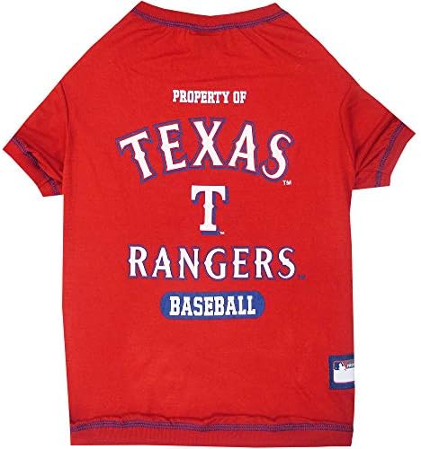 MLB Texas Rangers Dog T-Shirt, Medium. - Licensed Shirt for Pets Team Colored with Team Logos. - Premium Stretchable Materials for The Comfort of Your Dog & cat. by PETSFIRST