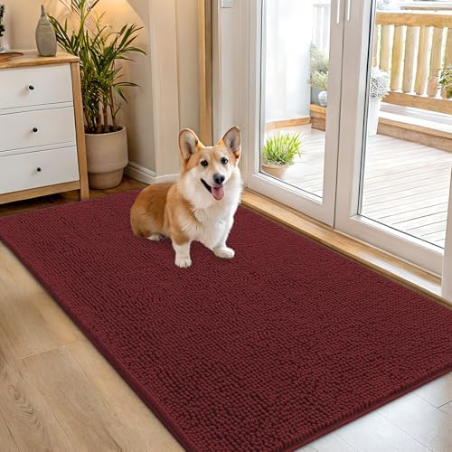 OLANLY Dog Door Mat for Muddy Paws 54x32, Super Absorbent Chenille Mud Mat by OLANLY