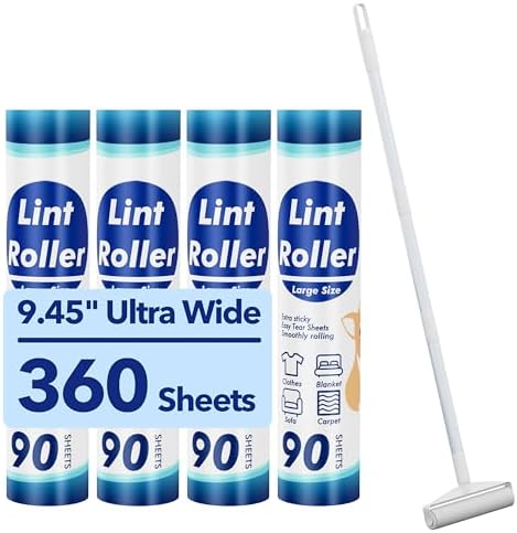 Large Lint Roller for Furniture, 9.45'' Rollers for Floor, 360 Sheets by AlbatrossHealthNewEngland