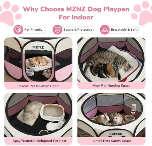 Dog Cat Small Animal Puppy Playpen Crate, Small, Pink - Image 4
