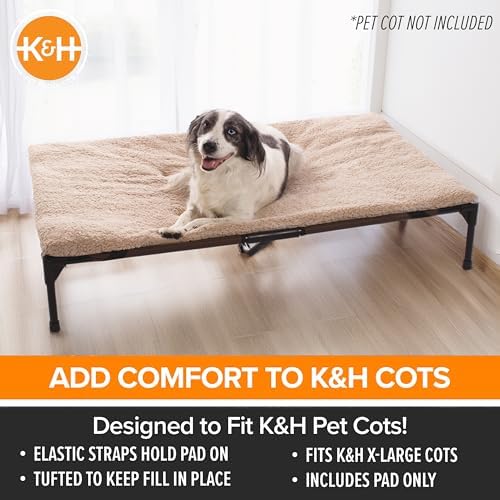 K&H Elevated Dog Bed Pet Cot Pad (Cot Sold Separately), X-Large 50x32 Tan - Image 3