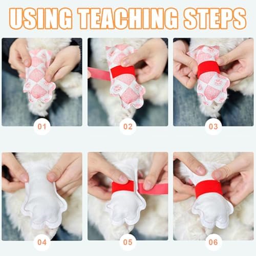 Disposable Dog Booties,20PCS Disposable Dog Socks to Stop Licking with Adjustable Self Adhesive Bandage,Pet Shoes Foot Covers Paw Protectors for Dogs Cats Indoor & Outdoor Walking (Pink, S) - Image 4