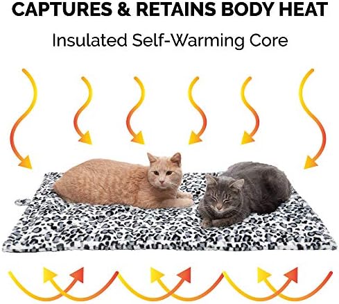 Furhaven ThermaNAP Self-Warming Cat Bed for Indoor Cats & Large/Medium Dogs, Washable & Reflects Body Heat - Quilted Faux Fur Reflective Bed Mat - Snow Leopard, Large (Pack of 3) - Image 4